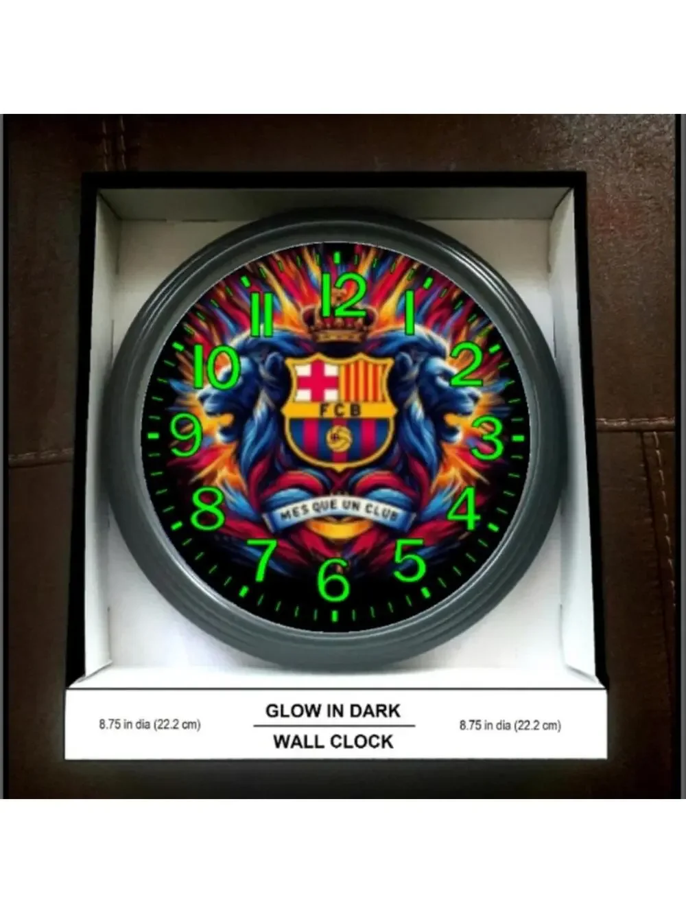 Barcelona Soccer FIFA World Cup Glow In The Dark Wall Clock New!